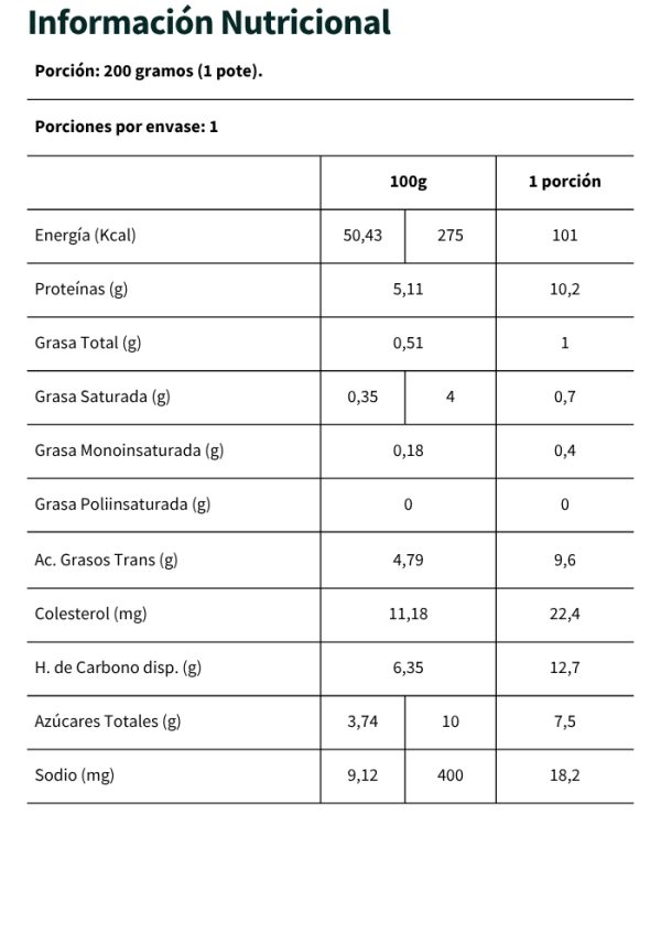 Yogur Chilolac Pote Natural Sin Lactosa 200g. - Imagen 2